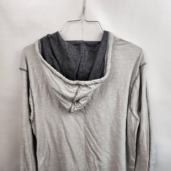 Free Planet Mens Hoodie Size Large Gray Heather 1/4 Button Lightweight Pullover - Picture 6 of 6